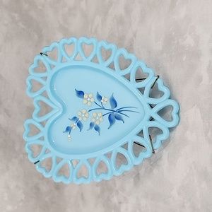 Westmoreland Blue Lattice Heart Decorative Plate - Vintage 1919